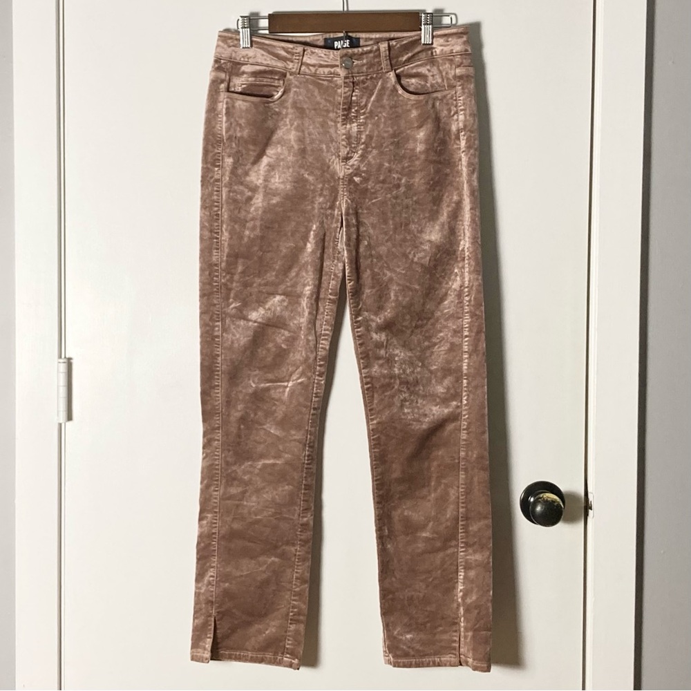 PAIGE Muted Pink/Tan High Waisted Straight Legged Velvet Pants Size 28